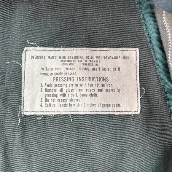 VTG US Army Overcoat Long Trench 36L Vietnam 1971 w/Liner Wool 8405-782-2896 - Picture 13 of 16